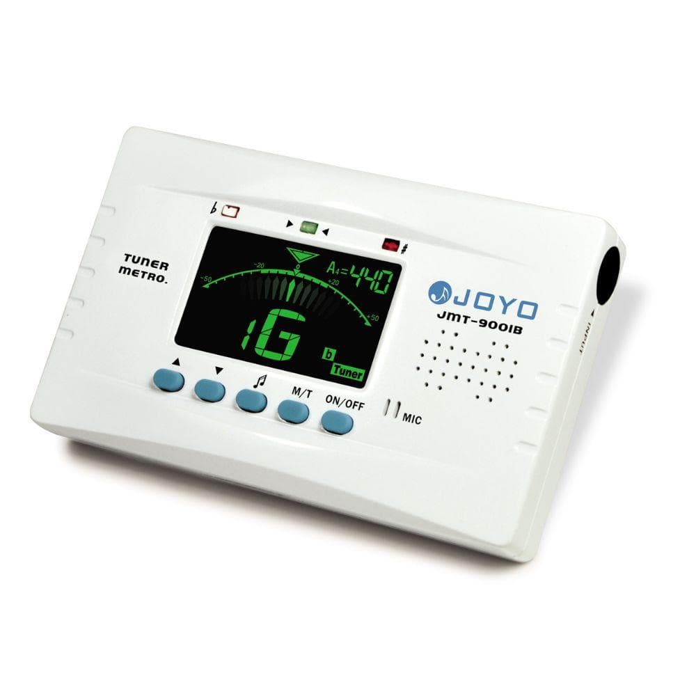 Joyo JMT-9001B 3-in-1 Backlit Digital Metronome, Chromatic Tuner, and Tone Generator for Guitar, Bass, Violin, Ukulele, White