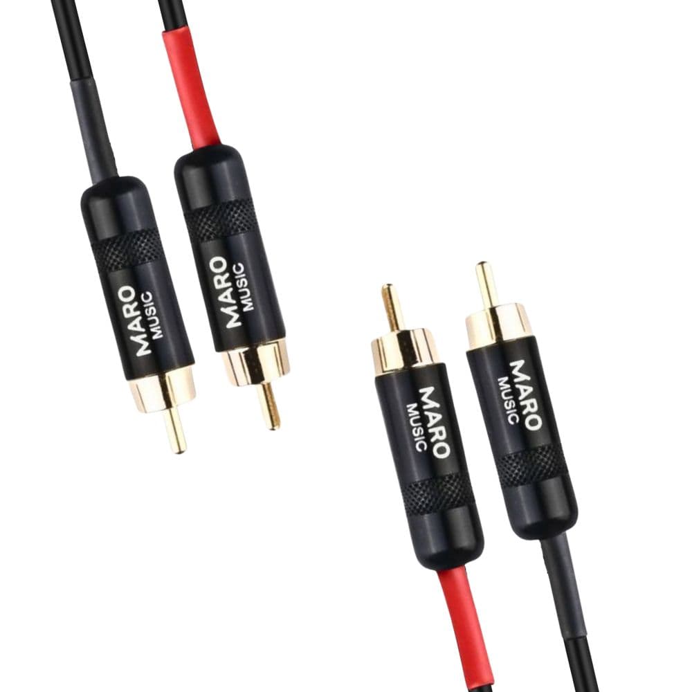 Maro Music 2RCA Male to 2 RCA Male Stereo Audio Cable Gold Plated for Speakers, TV, Amplifier, Home Theater, 10ft