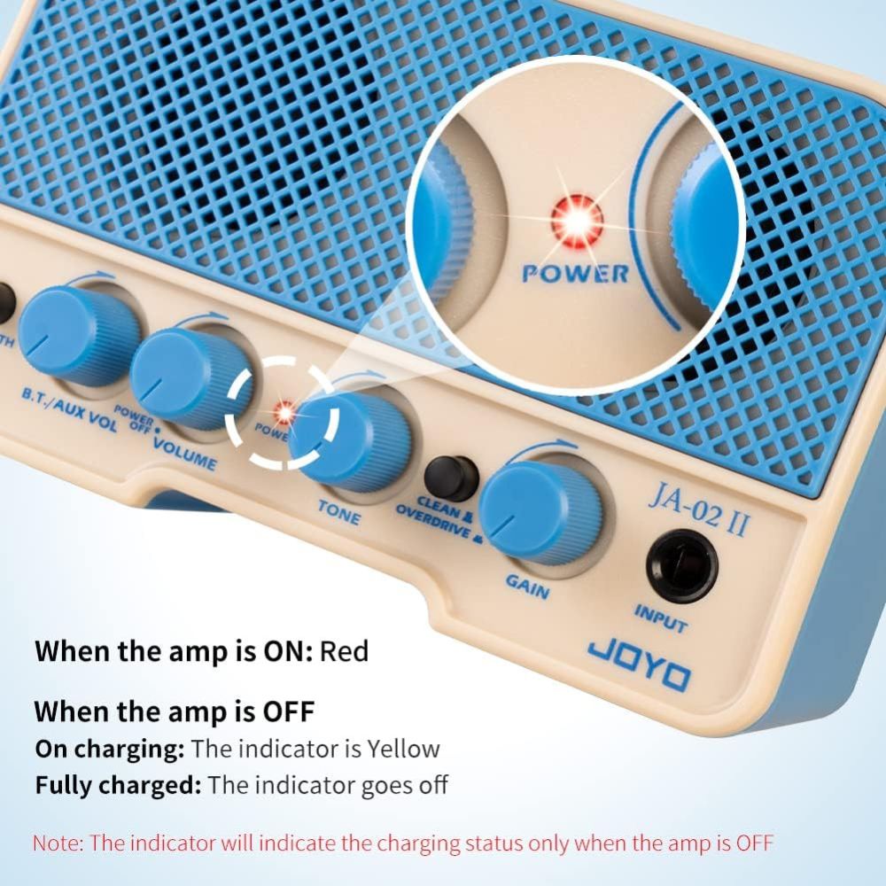 JOYO Combo Guitar Amplifier Bluetooth 5W Recharging Small Mini Practice Headphone Guitar Amp with Clean and Overdrive Channels