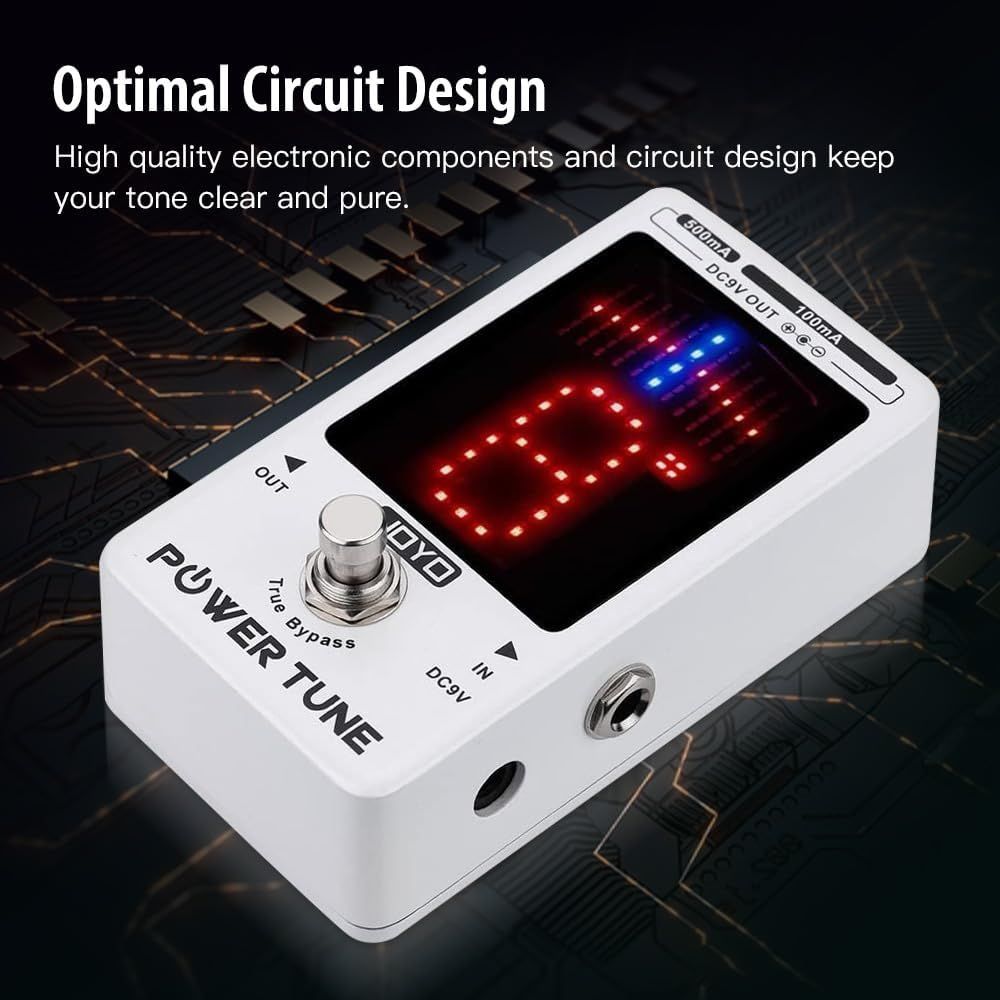 Joyo JF-18R Power Tune Tuner Pedal True Bypass with 8 Isolated DC 9V Outputs Power Supply for Guitar, Bass, and Effect Pedals