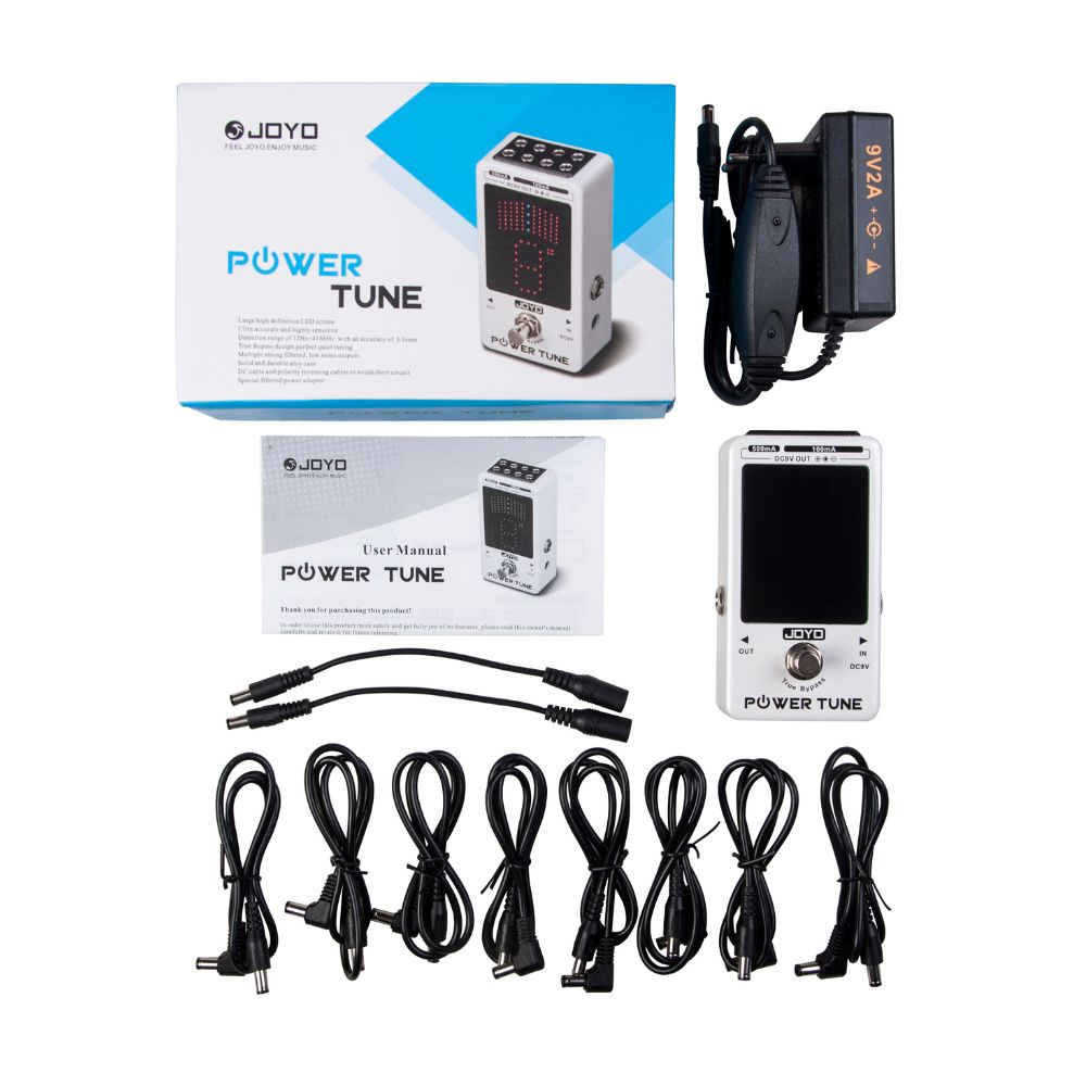 Joyo JF-18R Power Tune Tuner Pedal True Bypass with 8 Isolated DC 9V Outputs Power Supply for Guitar, Bass, and Effect Pedals
