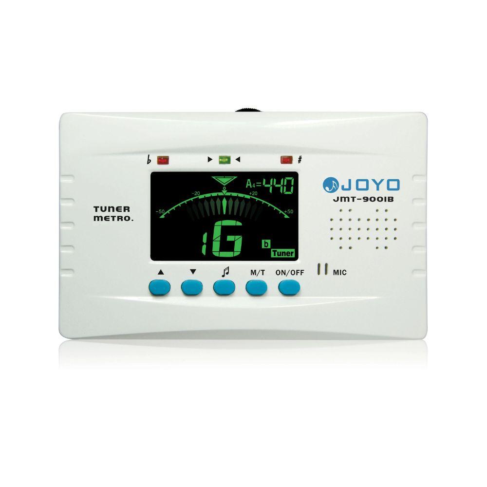 Joyo JMT-9001B 3-in-1 Backlit Digital Metronome, Chromatic Tuner, and Tone Generator for Guitar, Bass, Violin, Ukulele, White