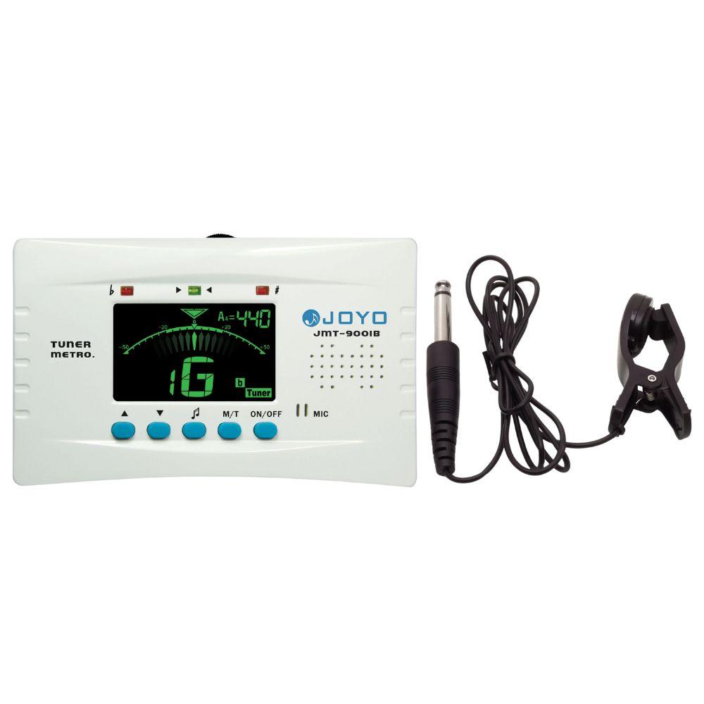 Joyo JMT-9001B 3-in-1 Backlit Digital Metronome, Chromatic Tuner, and Tone Generator for Guitar, Bass, Violin, Ukulele, White