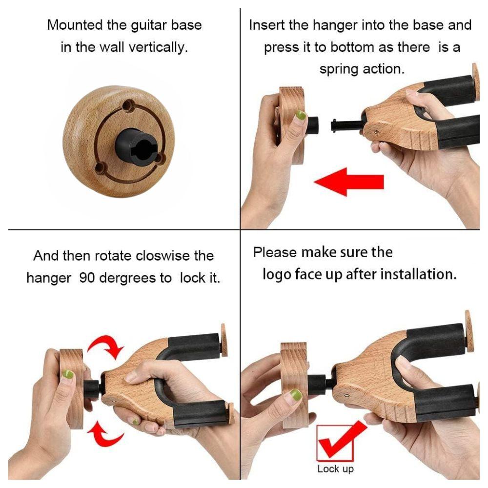 Maro Guitar Wall Mount for Storage and Display, Auto Lock Guitar Wall Hanger, Guitar Hook