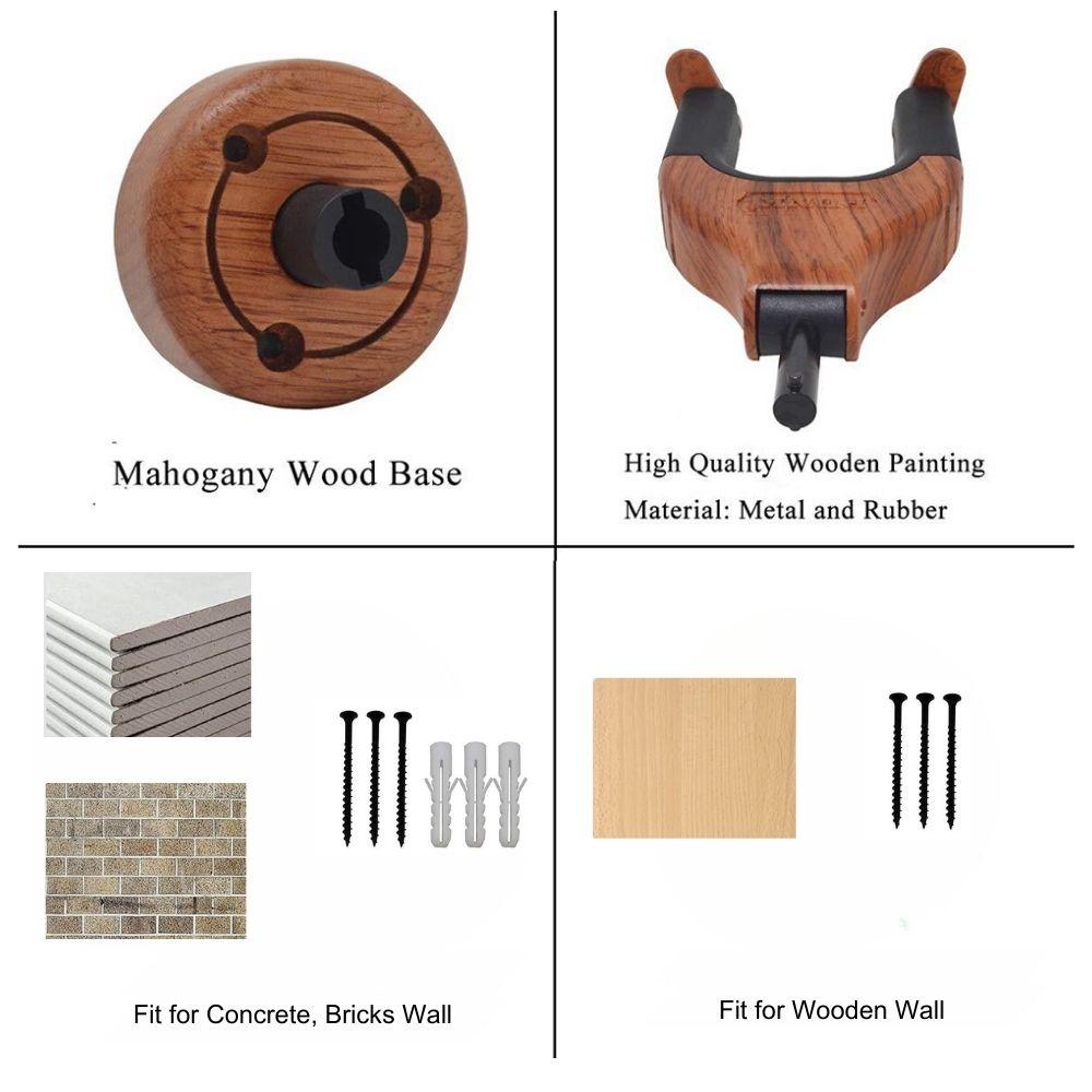 Maro Music Guitar Wall Mount, Solid Mahogany Wood Holder, Auto Lock, Hanger for Acoustic, Electric, Bass and Classical Guitars