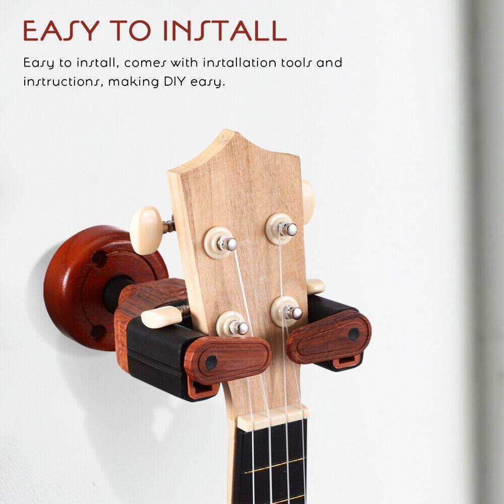 Maro Music Guitar Wall Mount, Solid Mahogany Wood Holder, Auto Lock, Hanger for Acoustic, Electric, Bass and Classical Guitars