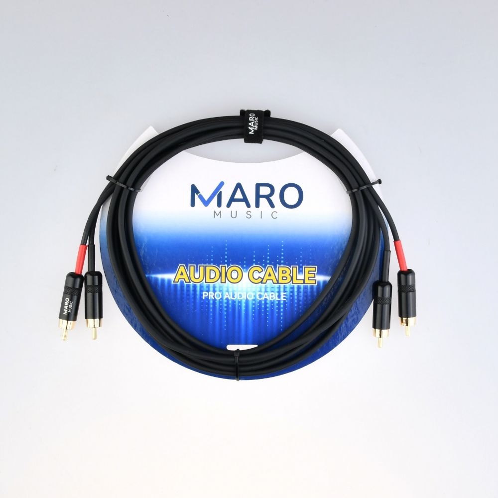 Maro Music 2RCA Male to 2 RCA Male Stereo Audio Cable Gold Plated for Speakers, TV, Amplifier, Home Theater, 10ft