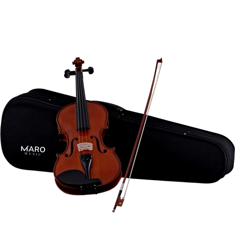 Maro Music 4/4 Full-Sized Classic Violin Ebony Parts for Intermediate Advanced with Case, Bow, Rosin Polisher, Bridge