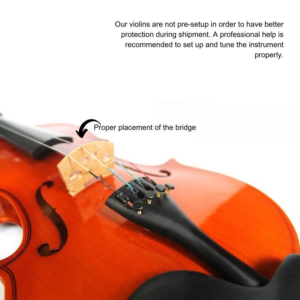 Maro Solidwood Classic Violin for Beginners, Students, Adults with Case, Bow, Bridge, Rosin Bow Polisher