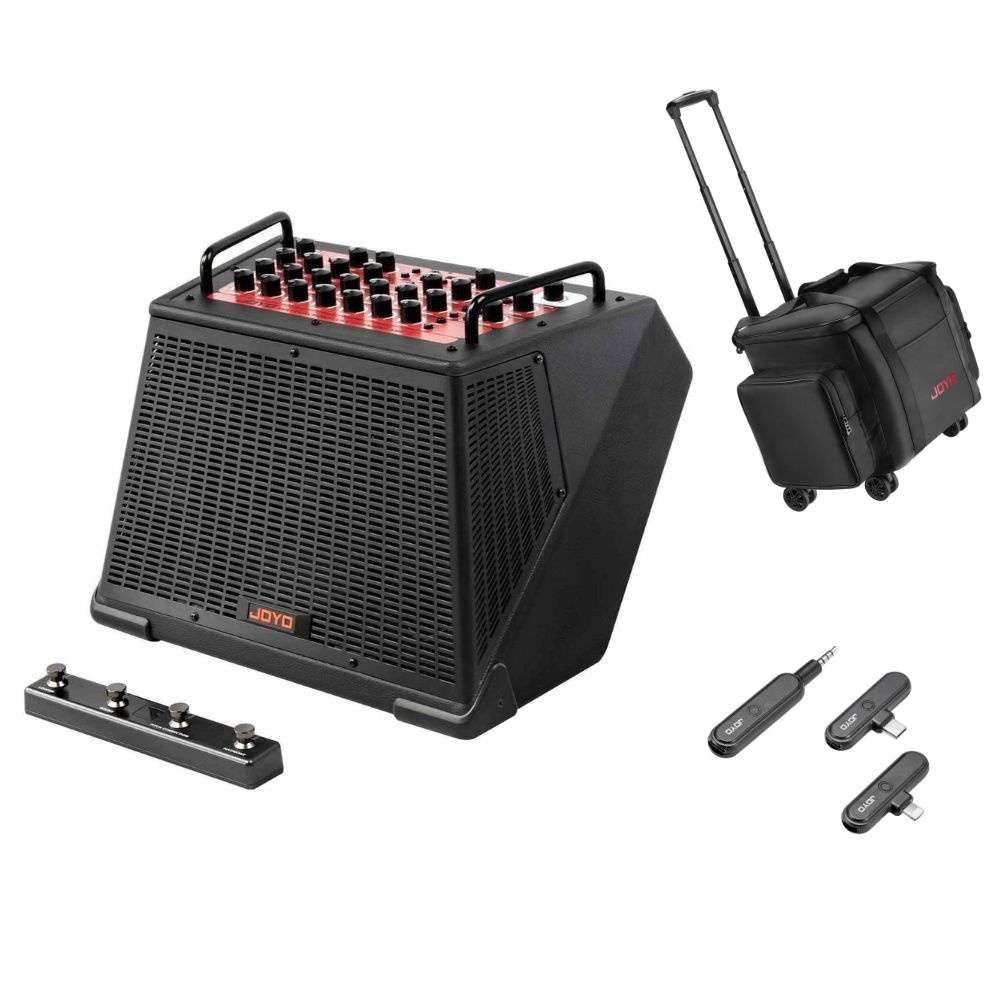 JOYO BSK-150 150W Bluetooth Live Streaming Busking Acoustic Amplifier with Looper and Harmony, Black